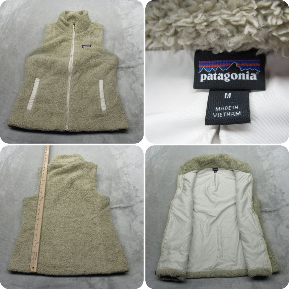 Patagonia Vest Womens Medium Cream Pockets Fleece Los Gatos Full Zip Outdoor